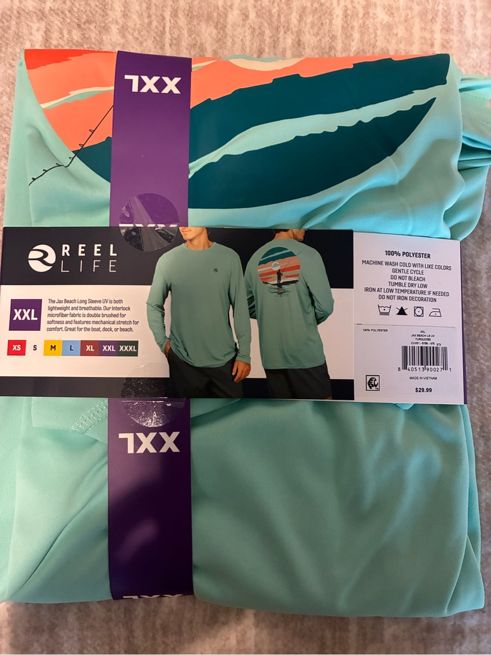 Reel Life Men's Long Sleeve Performance Shirt - Mint Green